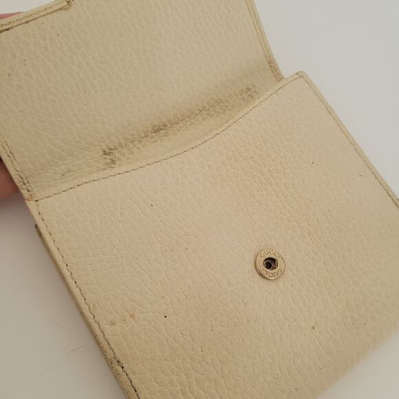 Gucci Interlocking Grain Leather Card Wallet Medium Bifold Cream Designer Unisex - Picture 9 of 12